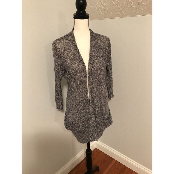 Anthropologie Sparrow Cardigan Sweater Blue Two Tone 3/4 Sleeve Hemp Size Small - Picture 1 of 10
